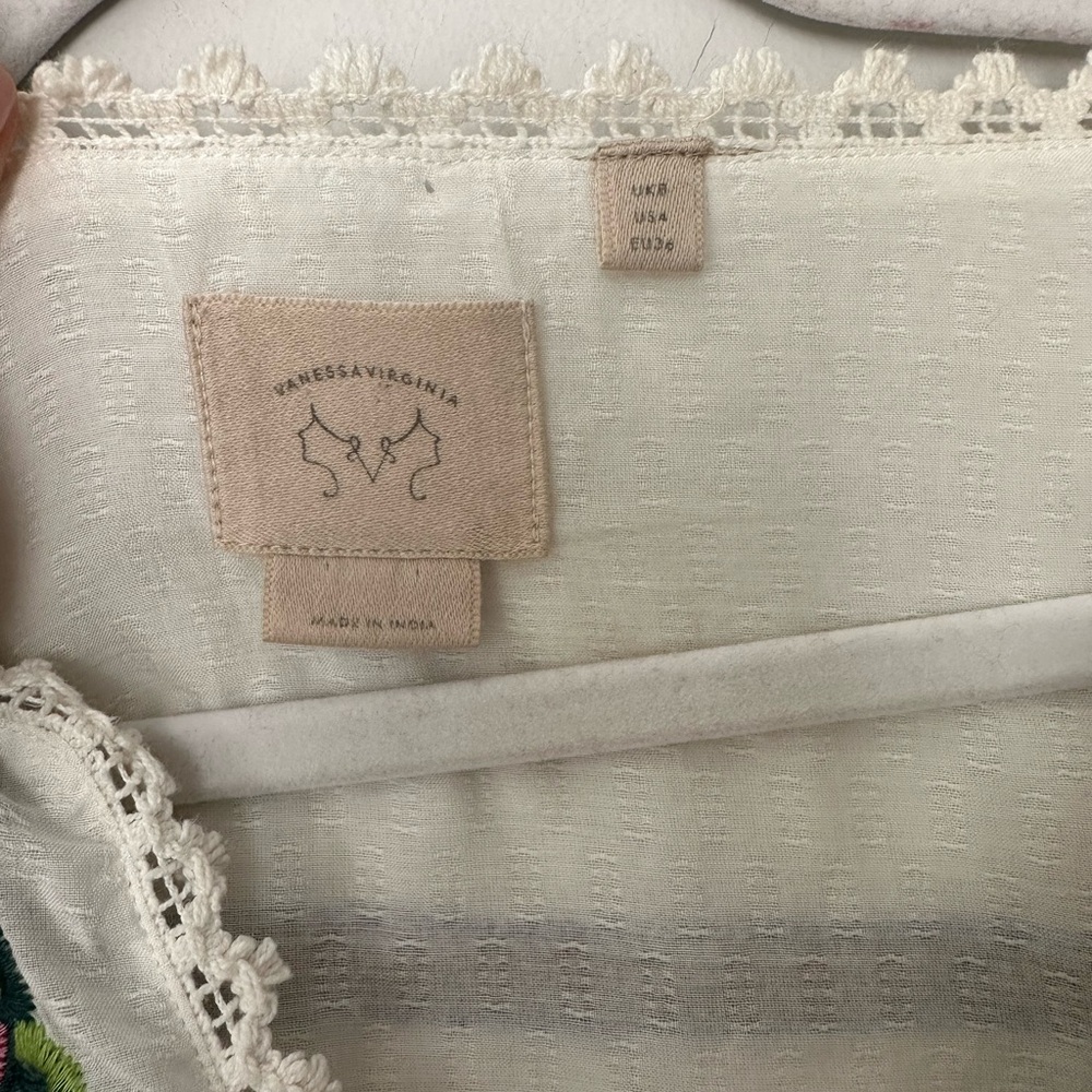 Vanessa Virginia Moineau Bouquet Embroidered Top/ Ivory Anthropologie - Picture 8 of 9